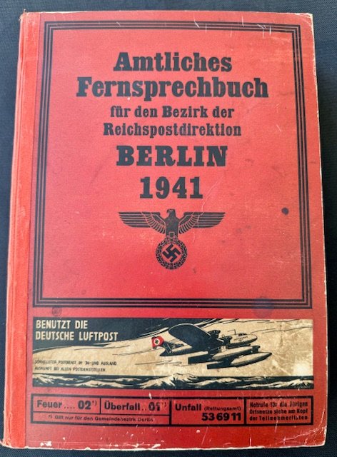 Amtliches Fernsprechbuch für den Bezirk der Reichspostdirektion Berlin 1941 #17804 