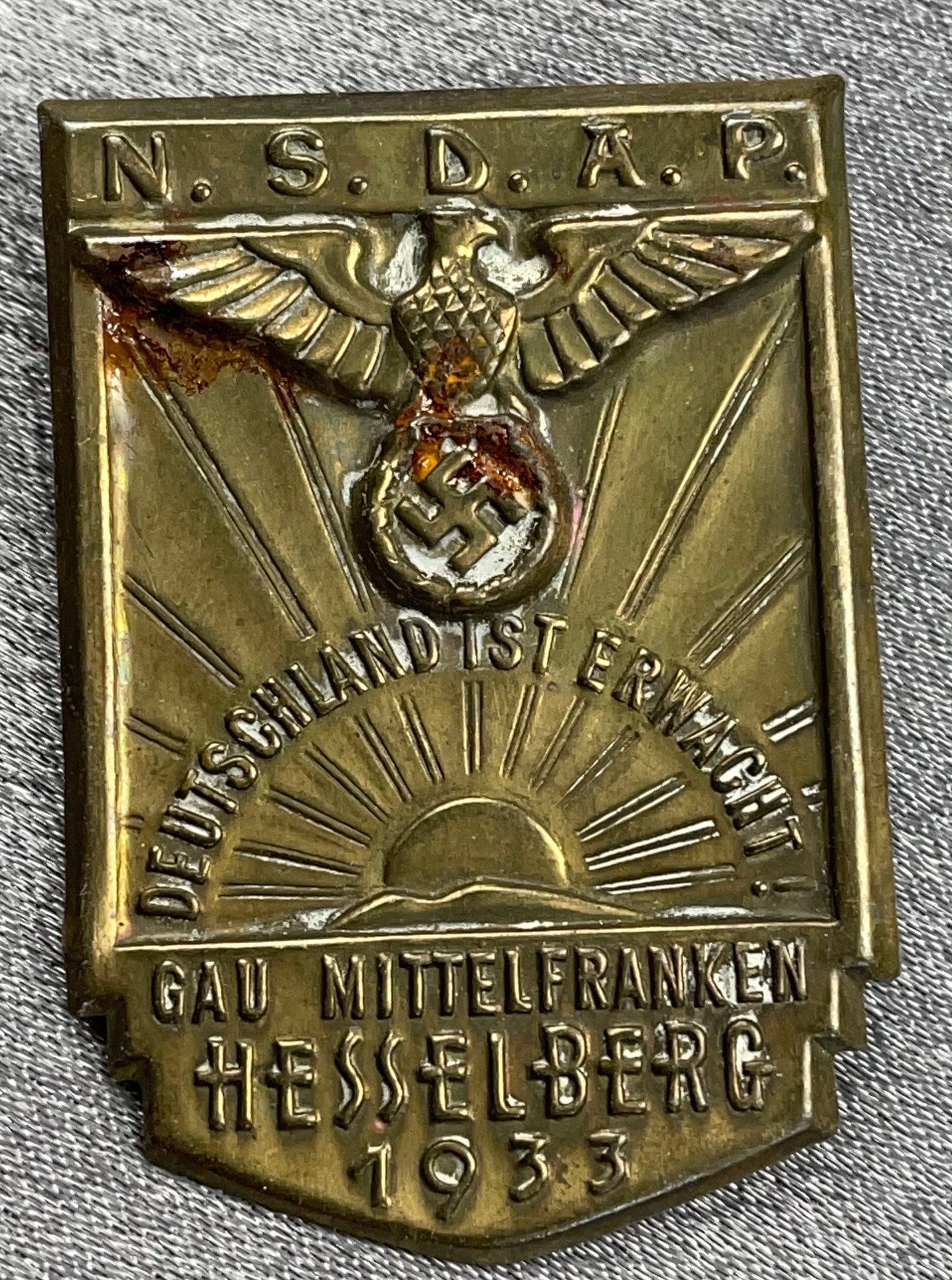 Gau Mittelfranken Hesselberg 1933 Tinnie #16253 