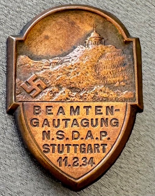 Beamten Gautagung N.S.D.A.P. Stuttgart 11.2.34 Tinnie #19844 