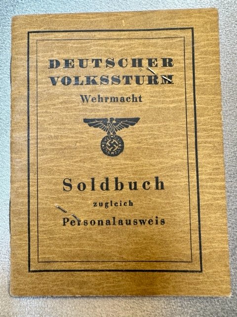 Deutscher Volkssturm Wehrmacht Soldbuch zugleich Personalausweis #16492 