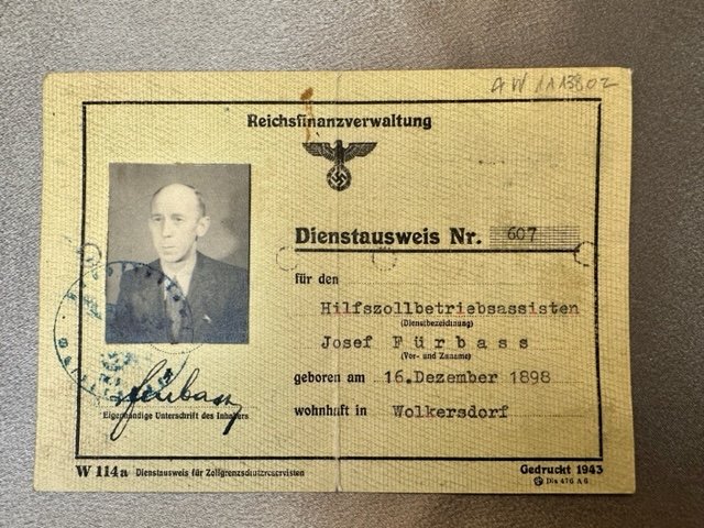 Reichsfinanzverwaltung Dienstauswies #16505 