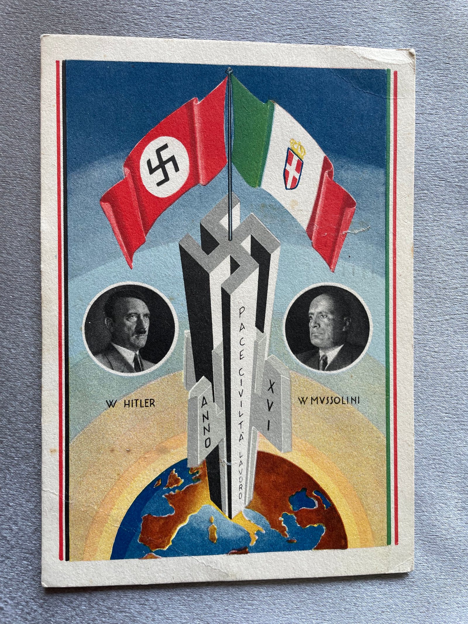 Hitler Mussolini Postcard #14850 