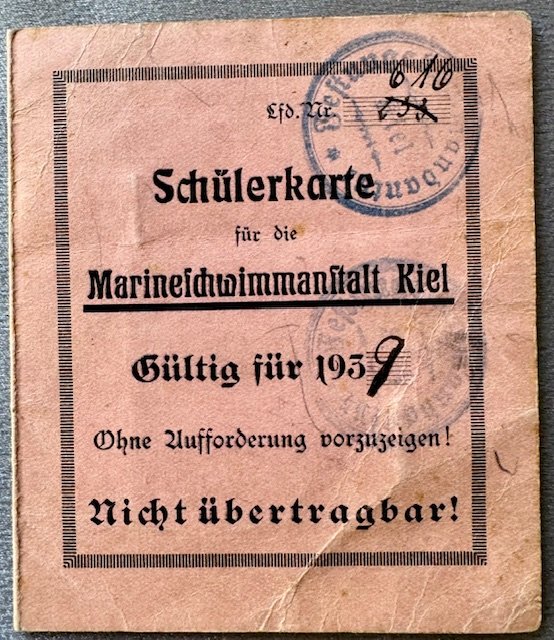 Schülerkarte für die Marineschwimmanstalt Kiel #18606 
