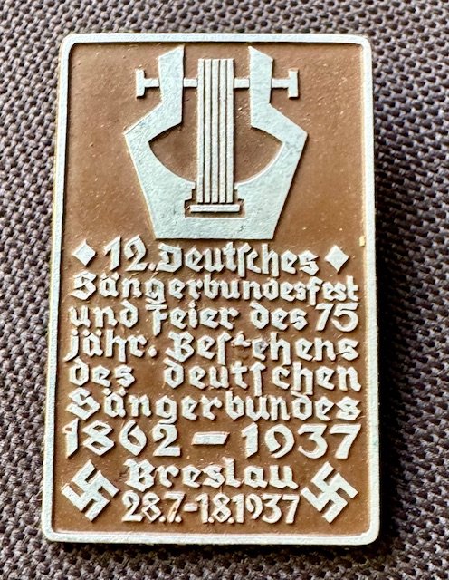 12 Deutsches Sängerbundesfest Breslau 1937 Tinnie #18685 