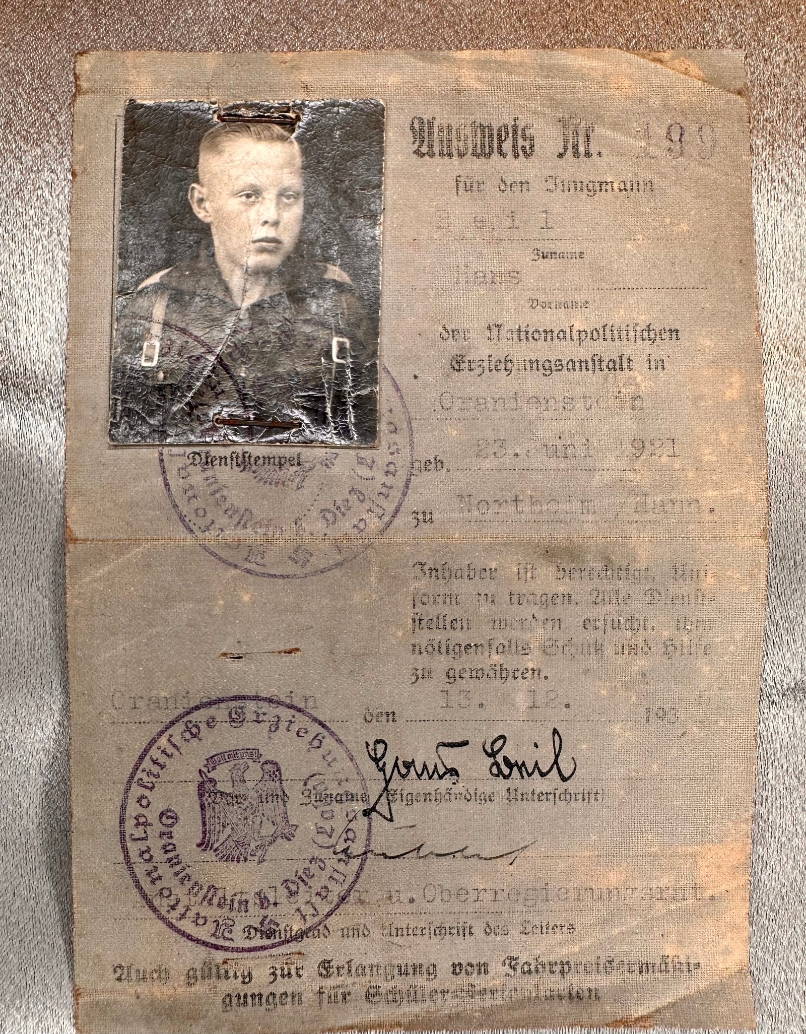 Nationalpolitische Erziehungsanstalten Ausweis #17354 