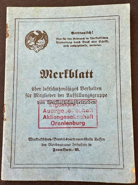 Werkluftschutzbetrieben (Luftschutz) Merkblatt booklet #17676 
