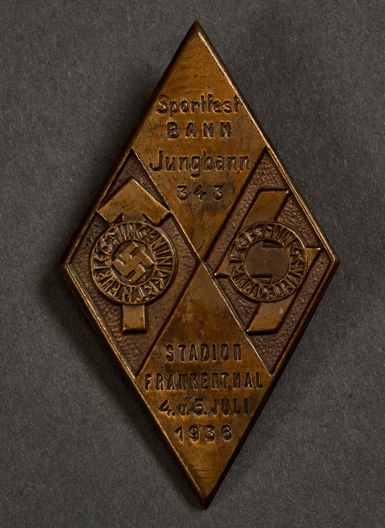 Sportfest Bann Jungbann 343 Stadion Frankenthal 4. u. 5. Juni 1936 Tinnie #15569 