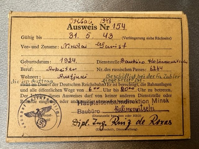 Ost Gau Ausweis #16519 