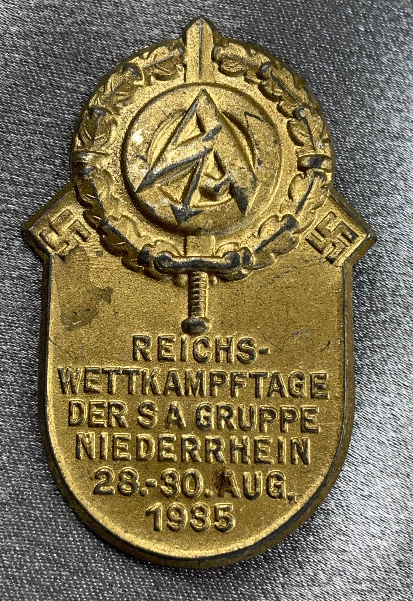 Reichswettkampftage der SA Gruppe Niederrhein 28.-30.Aug 1935 Tinnie #16273 