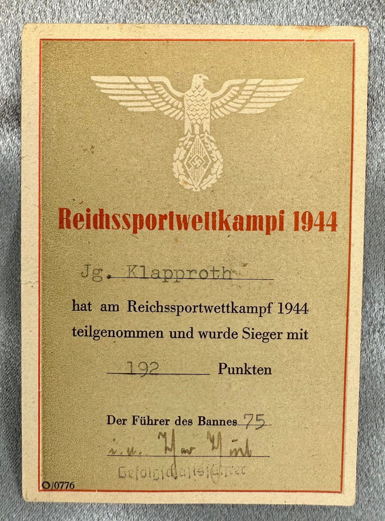 Reichssportwettkampf 1944 Sieger #17375 