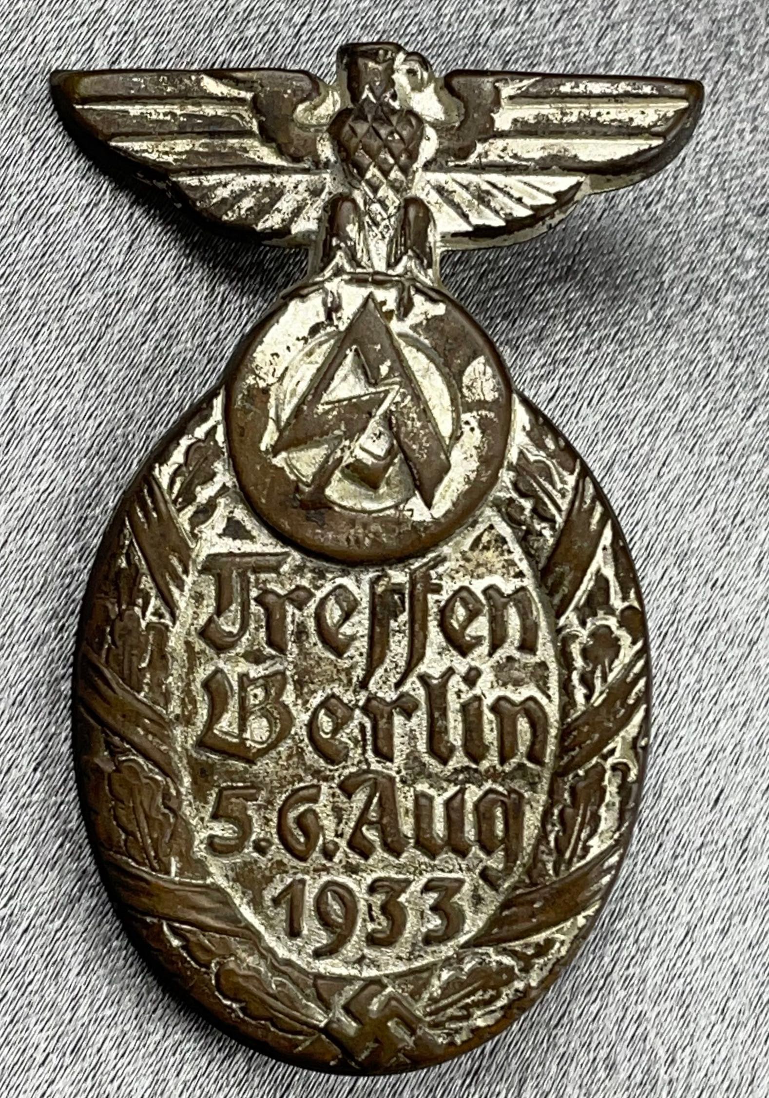 SA Treffen Berlin 5.6. Aug. 1933 Tinnie #15280 