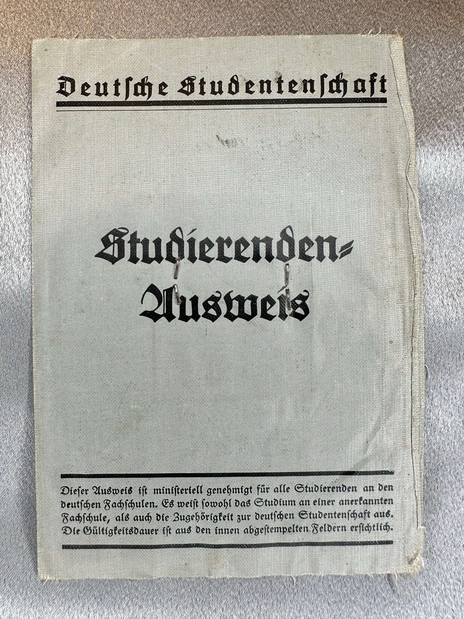 Deutsche Studentenschaft Studierenden Ausweis #17369 