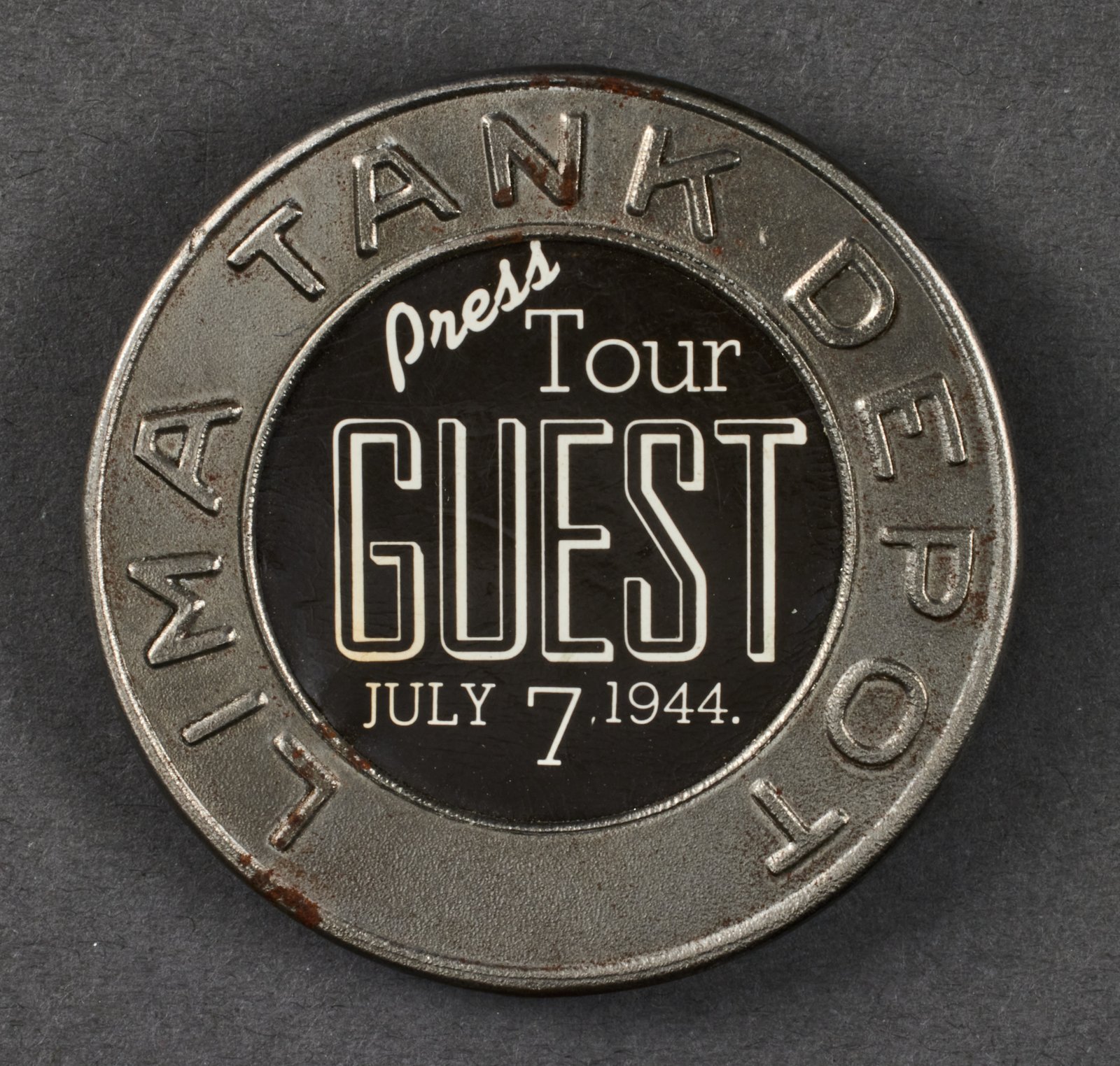Lima Tank Depot Press Tour Guest July 7 1944 Badge #20573 