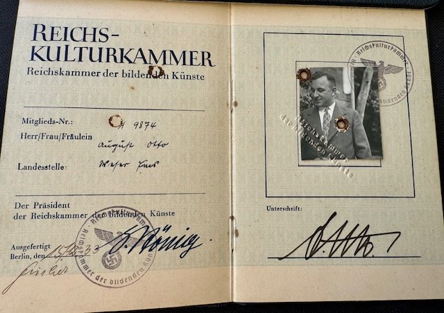 Reichs Kulturkammer der bildenden Künste Ausweis #17687 