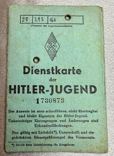 Dienstkarte der Hitler Jugend #16354 
