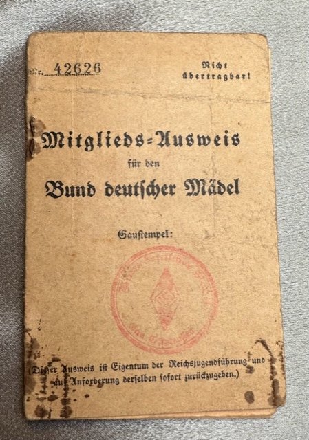 Mitgliedsausweis für den Bund Deutscher Mädel #16373 