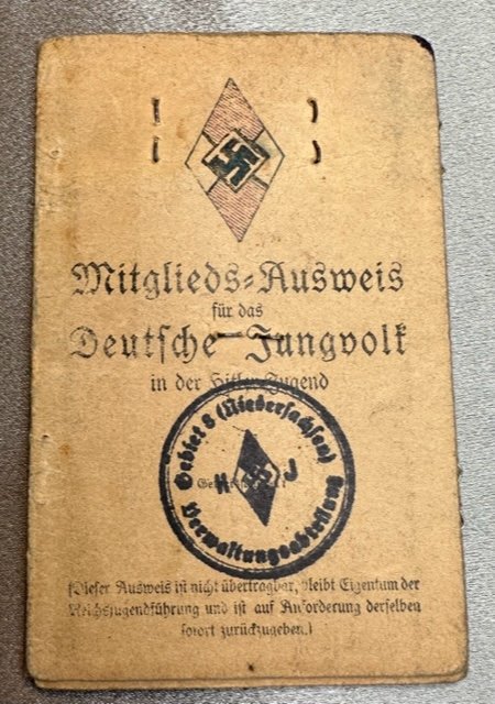 Mitgliedsausweis für das Deutsche Jungvolk in der Hitler-Jugend #16363 
