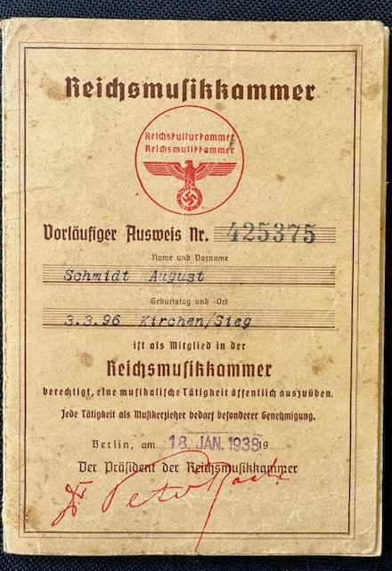 Reichsmusikkammer Ausweis #17799 