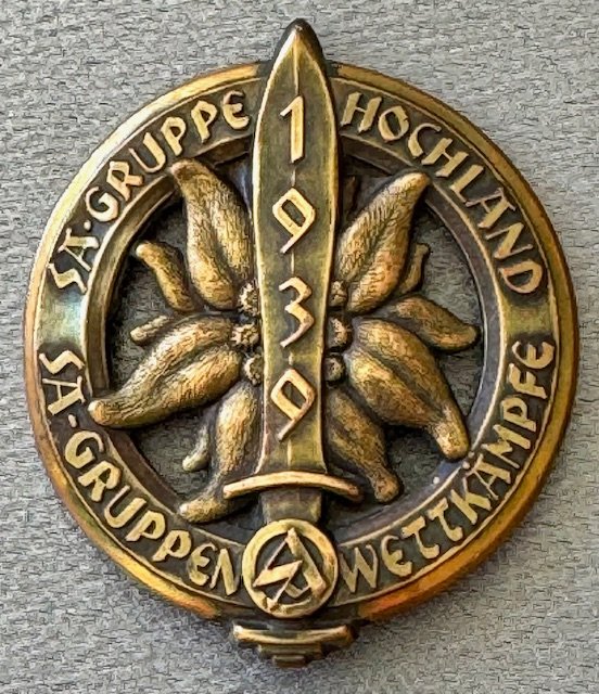 SA Gruppe Hochland 1939 SA Gruppen Wettkämpfe Tinnie #19843 