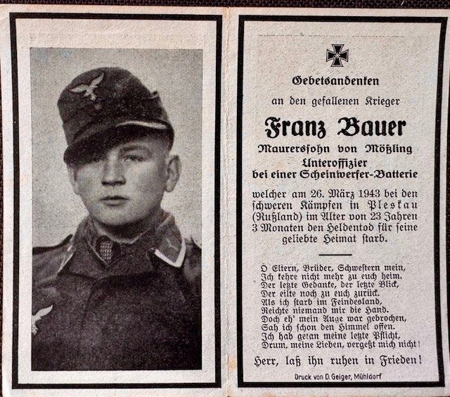 Luftwaffe Death Card #18660 