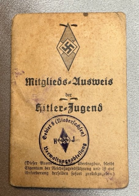 Mitgliedsausweis für das Deutsche Jungvolk in der Hitler-Jugend #16371 