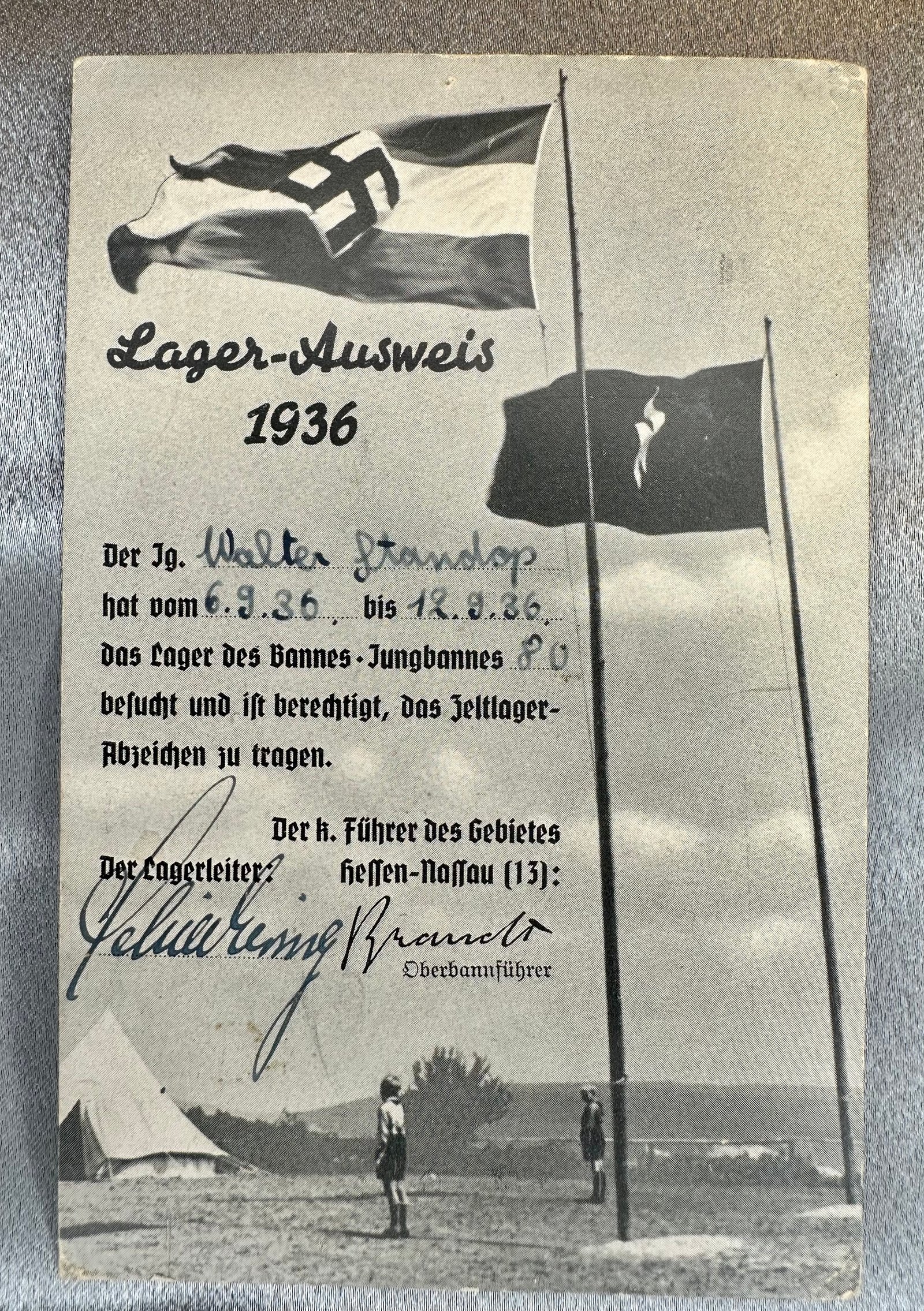 Lager Ausweis 1936 der HJ #17373 