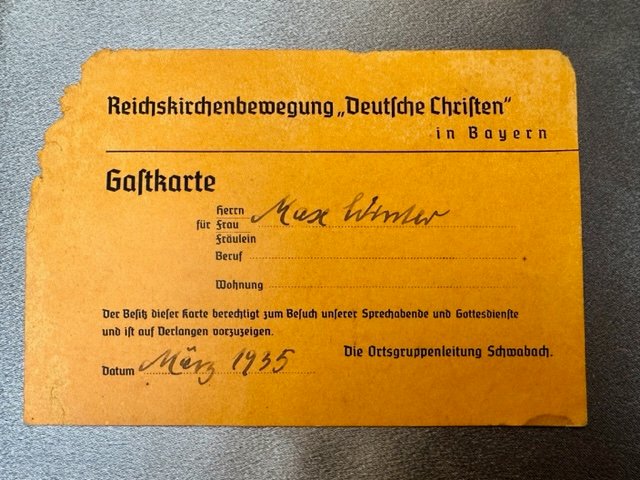 Reichskirchenbewegung Gastkarte #16510 
