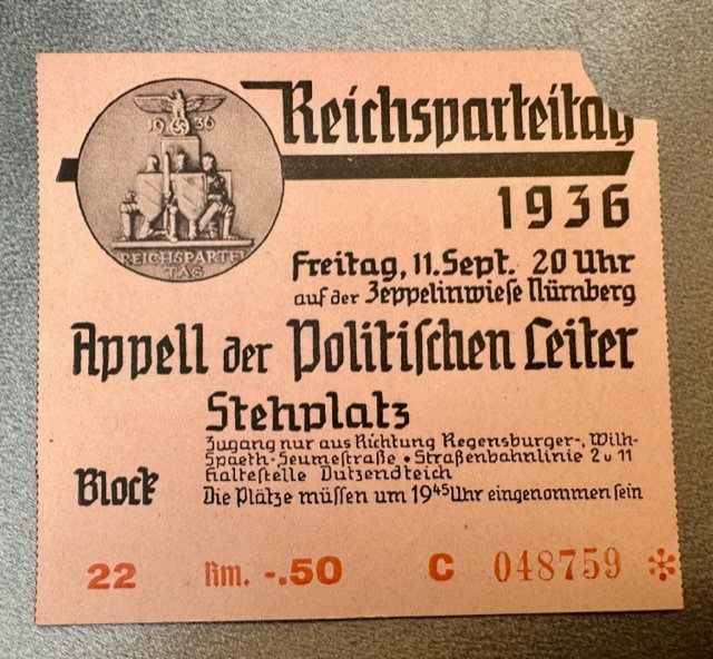 Reichsparteitag 1936 Appell der Politischen Leiter Stehplatz #16487 