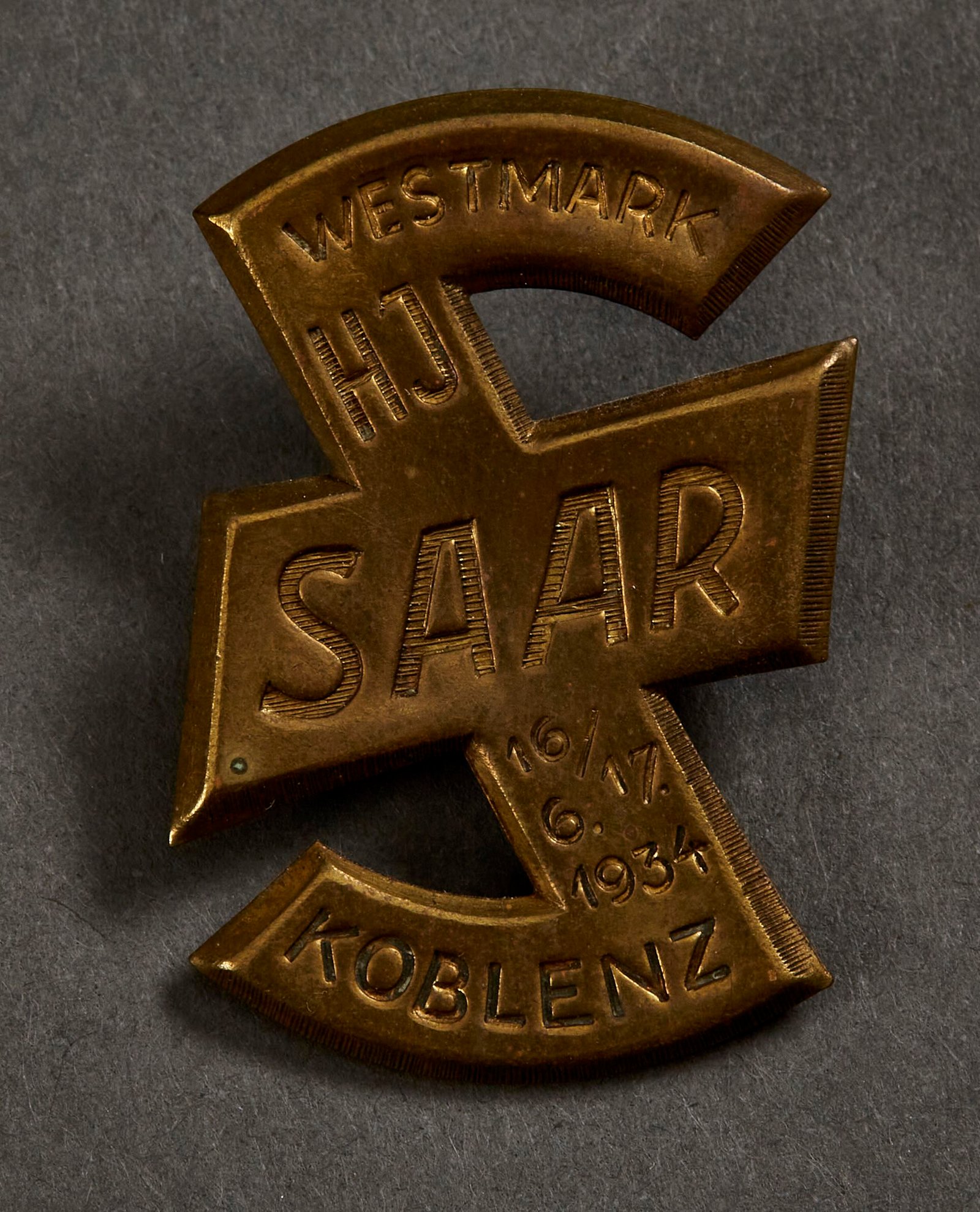 Westmark HJ Saar 16/ 17. 6. 1934 Koblenz Tinnie #15572 