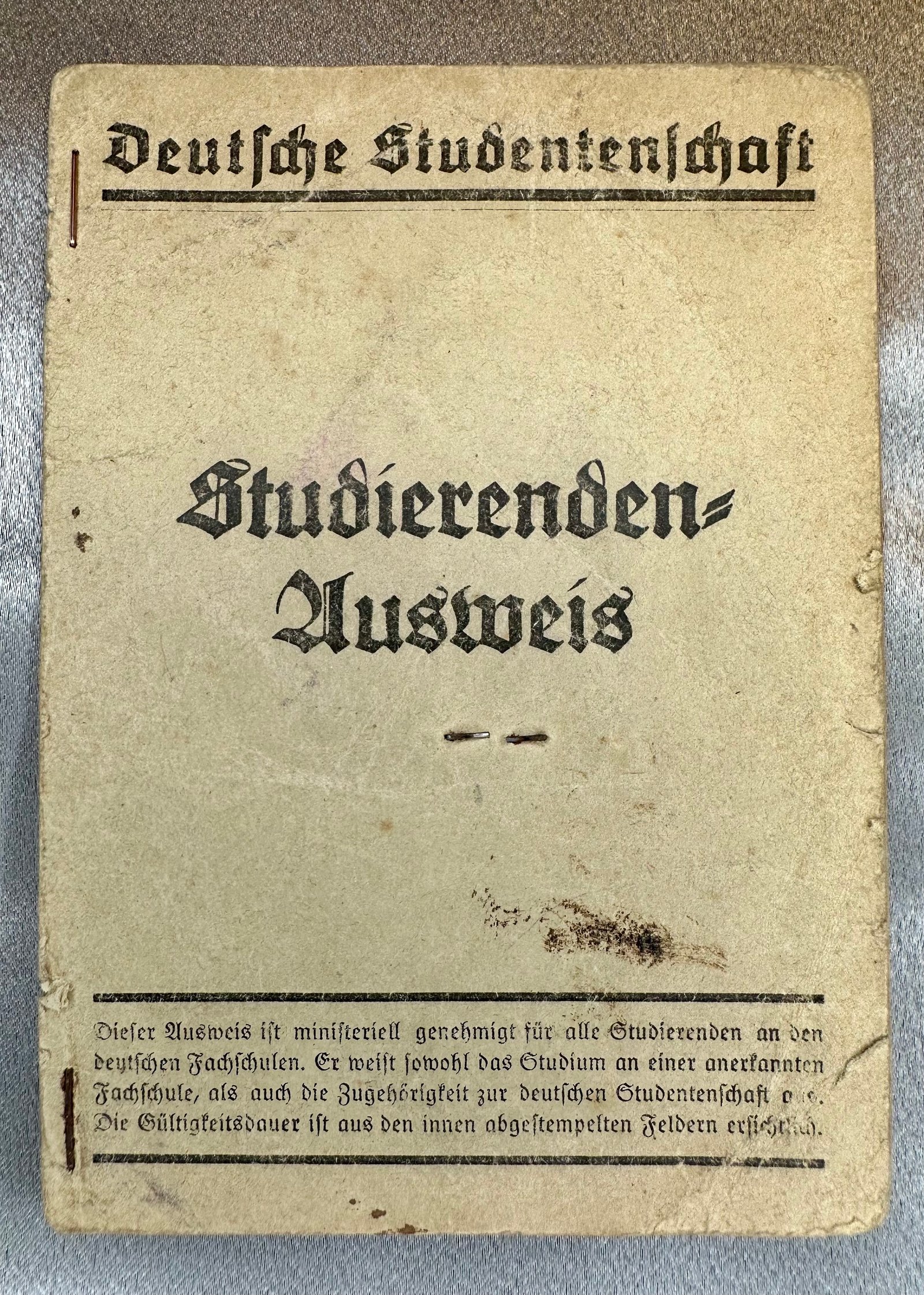 Deutsche Studentenschaft Studierenden Ausweis #17370 