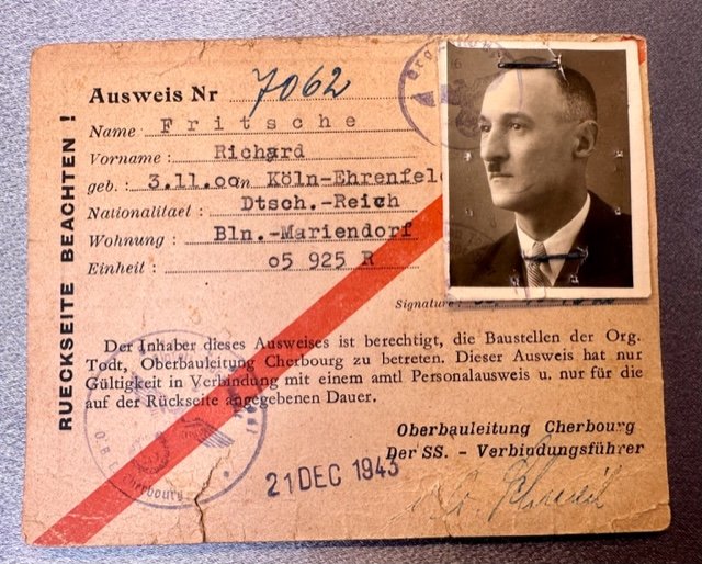 Ausweis For German Worker on the Atlantic Wall #16520 